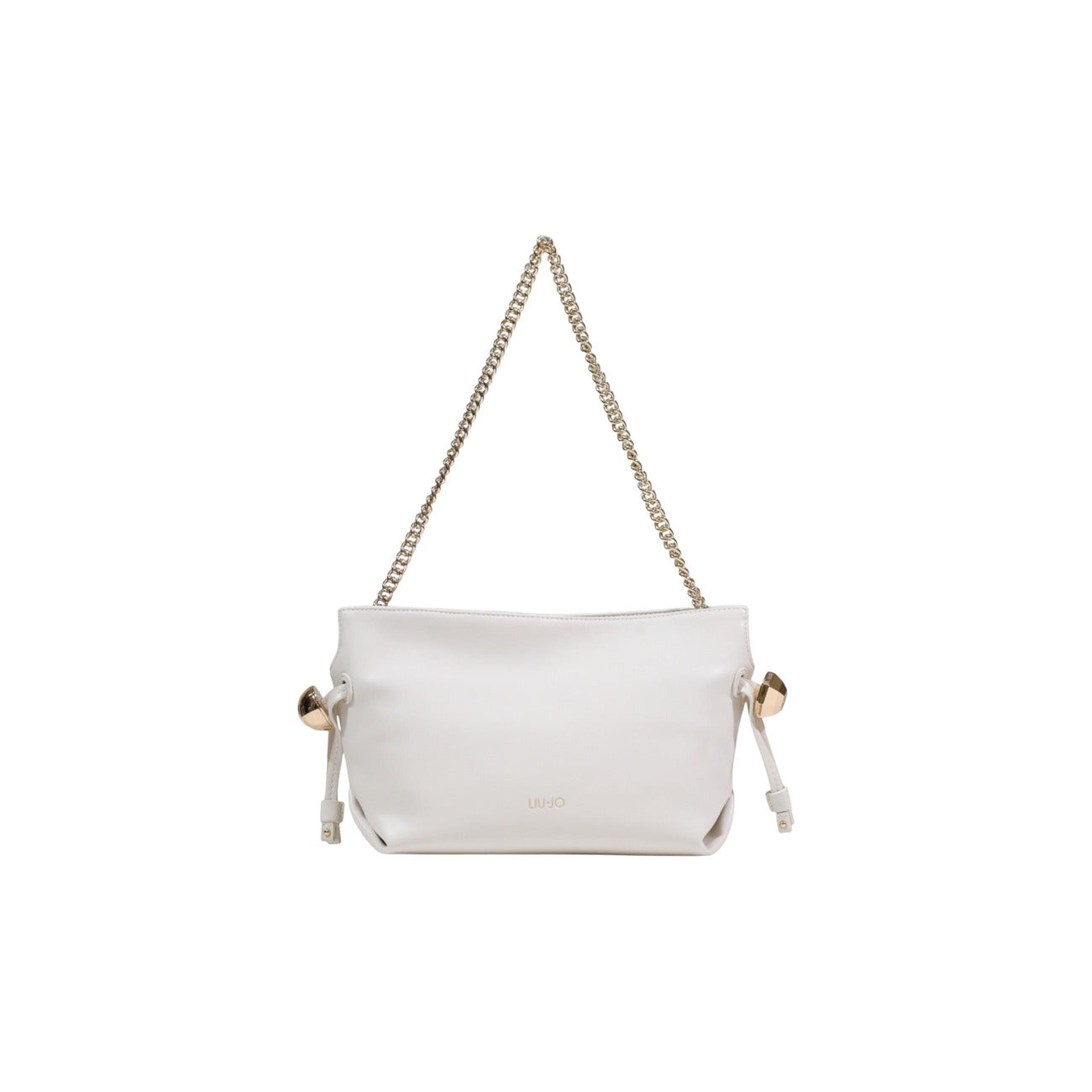 Borsa Hobo Liu Jo ECS S; 100% Poliuretano Bianco. Silhouette morbida, chiusura con zip, dettagli metallici e coulisse. Borsa donna piccola, versatile e 4 stagioni. Vista con tracolla