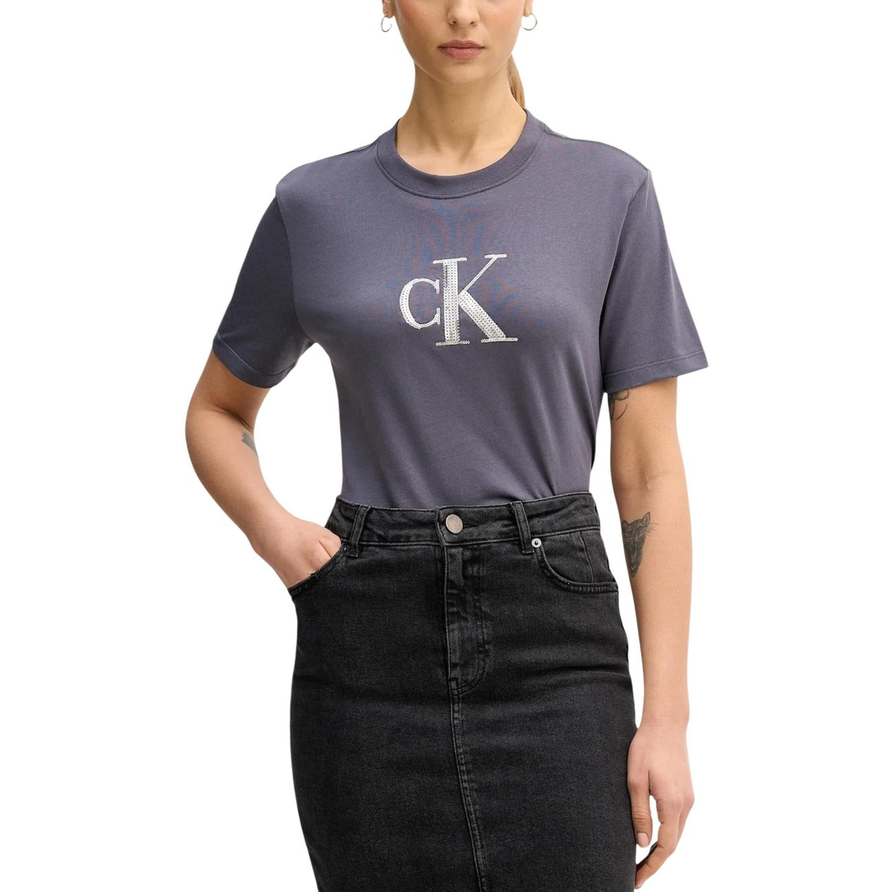 Calvin Klein Jeans T-Shirt Donna Fantasia Stampa Maniche Corte LV044E215G