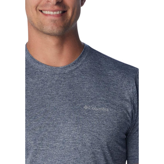 T-shirt Tecnica Omni-Wick™; tessuto jacquard anti-odore, traspirante, asciugatura rapida. La maglia performante per ogni attività all'aperto. Colore blu chiaro vista frontale Dettaglio logo