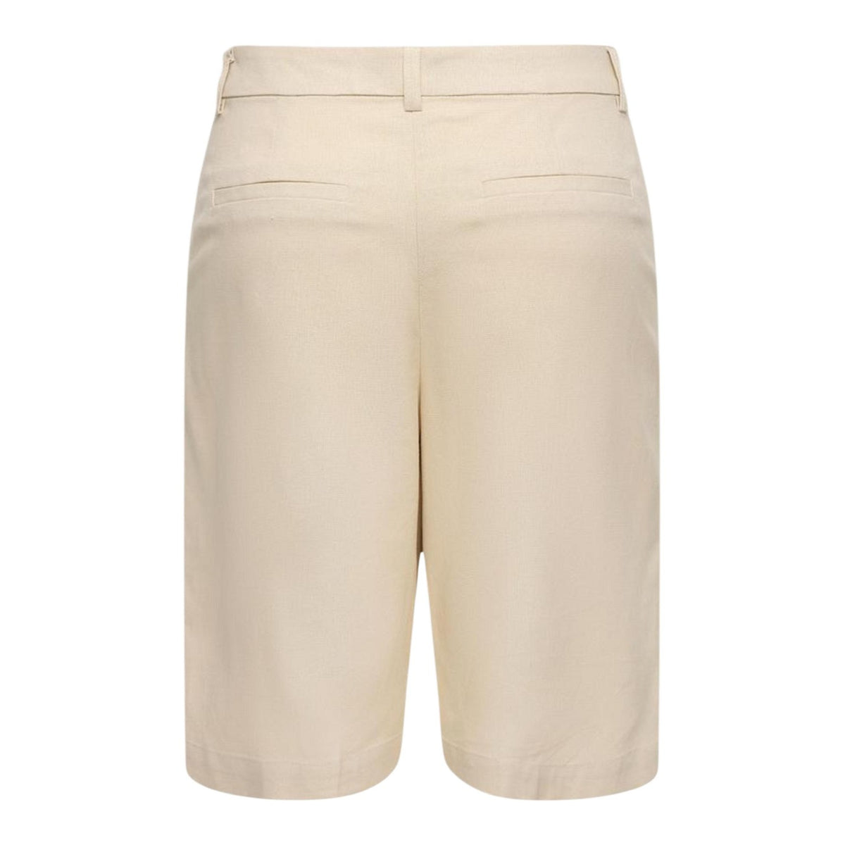 Bermuda JDY Jdynaomi Beige; 75% Viscosa, 25% Cotone. Taglio dritto sartoriale, vita regular, tasche laterali. Tessuto leggero e traspirante, ideale per ufficio e tempo libero. Stile casual raffinato. Posteriore