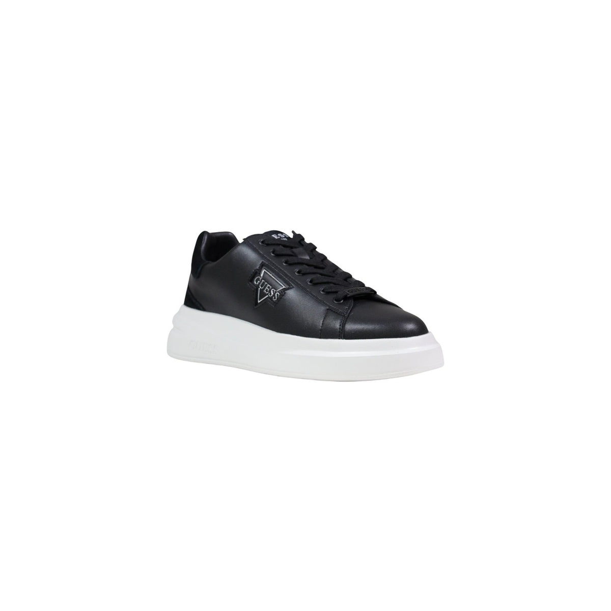 Sneakers Guess Elban; Nero, Mix Poliestere/Suede. Logo in rilievo, suola 3 cm, calzata leggera e resistente. Scarpa 4 stagioni, stile urban sofisticato. Vista frontale
