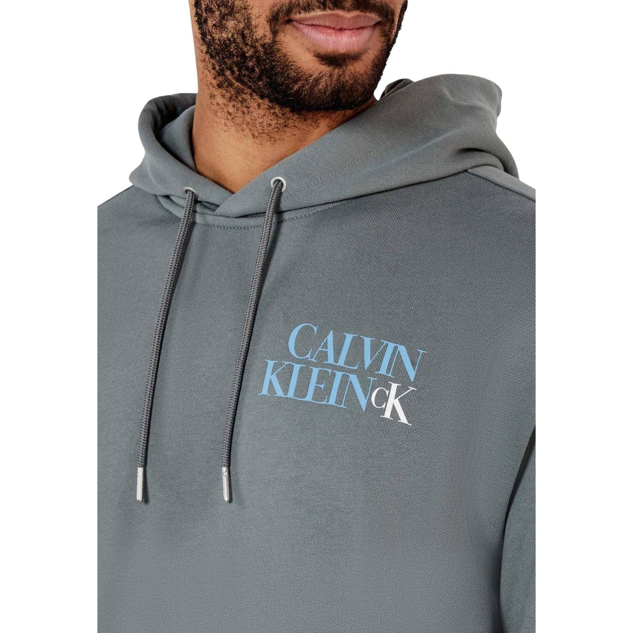 Calvin Klein Jeans Felpa con Cappuccio Uomo Grigio Maniche Lunghe Scollo Tondo Tasche Anteriori Cotone 92% Poliestere 8% Autunno Inverno LV04RC283G