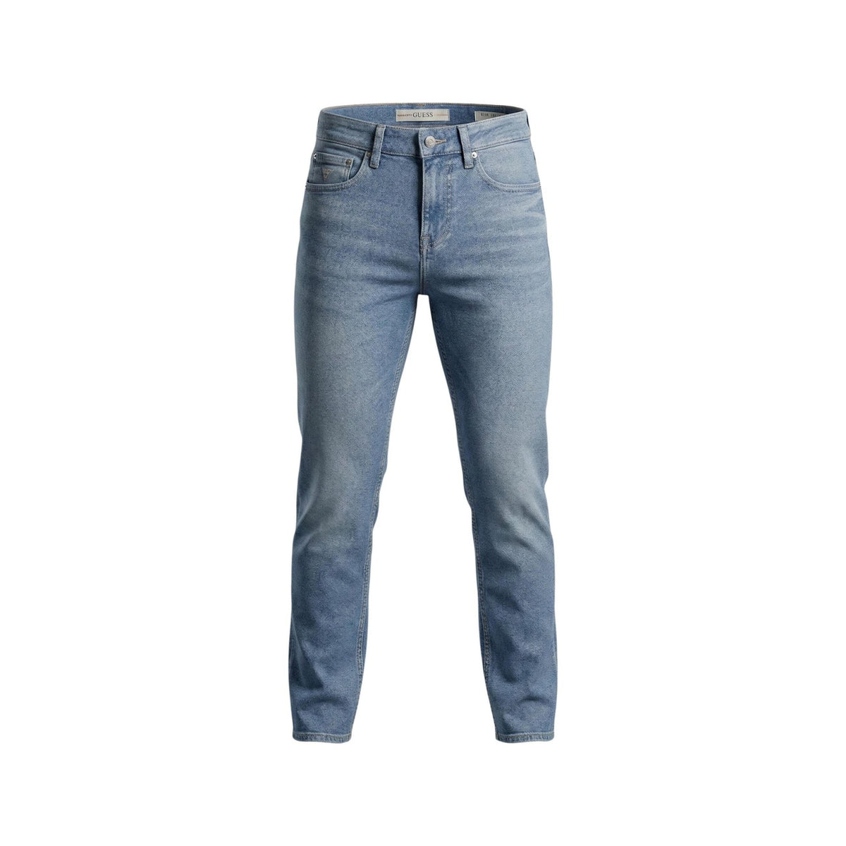 Jeans Guess uomo blu con zip e bottone 94% cotone 2% elastan - vista frontale