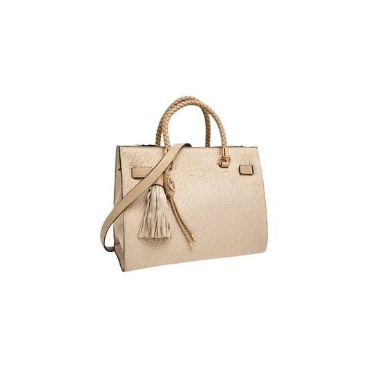 Borsa Liu Jo donna beige con tasca interna 100% poliestere 32x25x17 cm - dettaglio laterale con nappa