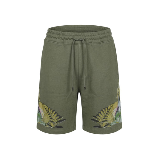 Bermuda County of Milan S6CMMABE033; 100% cotone, ricami uccelli stilizzati, vita con coulisse. Shorts sportivi di lusso, taglio regolare, dettagli iconici ricamati. Massimo comfort e stile contemporaneo. Colore verde vista frontale stesa