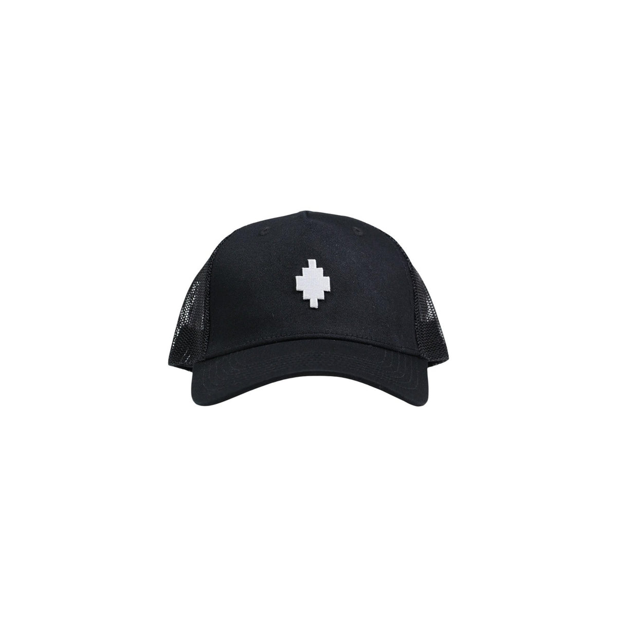 Cappellino County of Milan; design trucker con rete, logo ricamato, misto cotone/poliestere. L'essenziale streetwear per la tua estate. Vista frontale