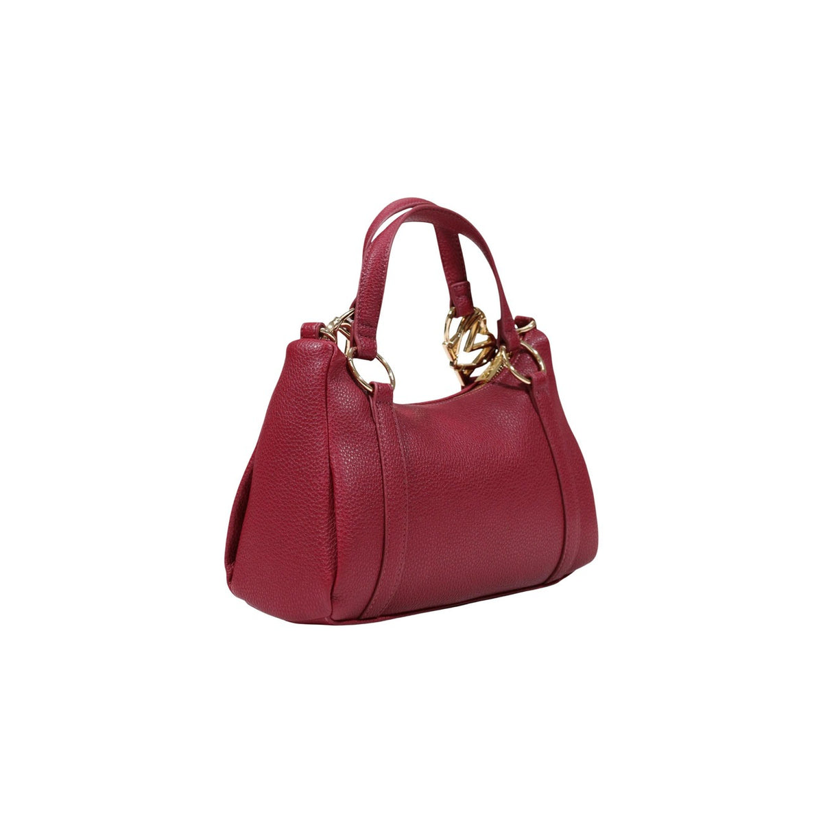 Borsa Love Moschino donna rossa a mano modello JC4015PP1. Borsetta piccola bauletto in ecopelle martellata rossa con dettagli oro a cuore sui manici e zip stile casual chic, romantico, audace e da sera.