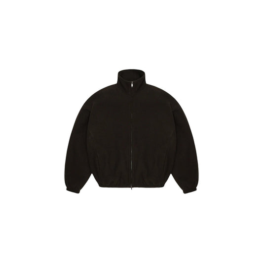 Giacca pile Rains Fleece Jacket donna color Bark 19030. Capospalla in pile pesante antivento marrone con cerniera zip a 2 vie, collo alto e linee di taglio sagomate, abbigliamento donna autunno inverno.