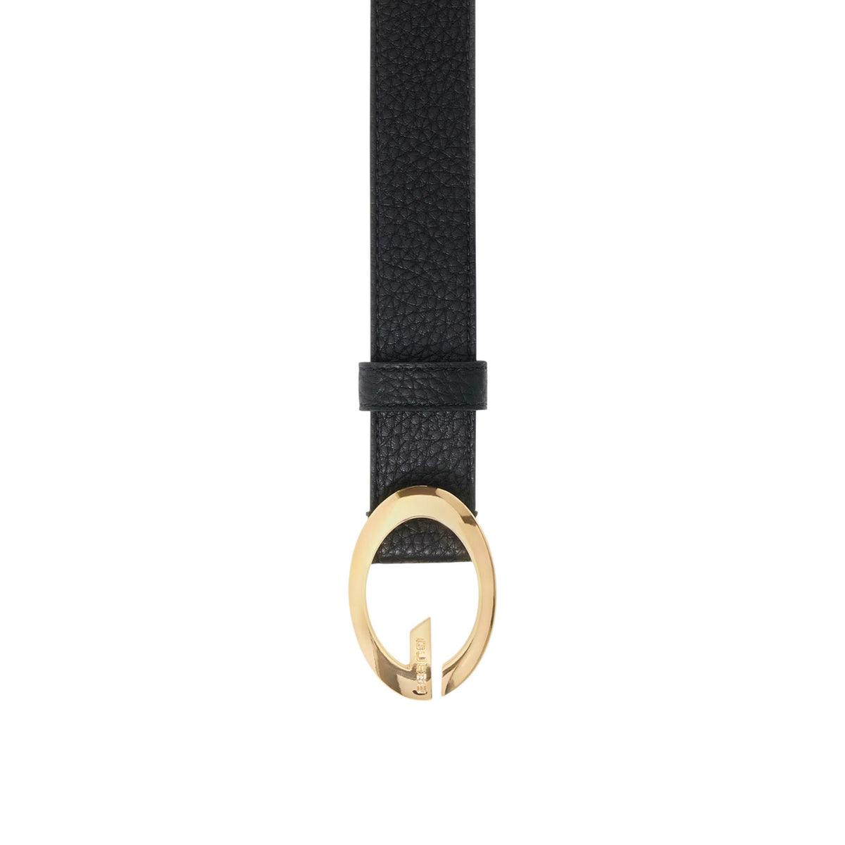 Cintura Nera Donna Guess Jane; Altezza 4 cm, lunghezza 100 cm. Tessuto 100% poliestere effetto martellato con fibbia ad anello in metallo lucido e logo inciso. Modello regolabile casual-chic 4 stagioni.