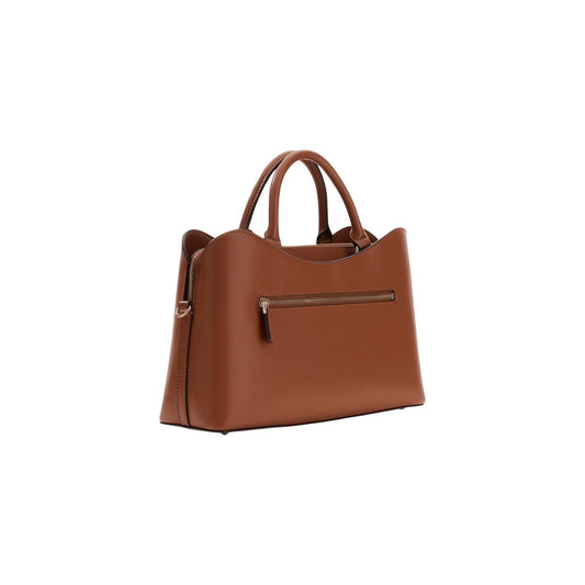borsa a mano Guess Janie Girlfriend Satchel in ecopelle marrone/cuoio vista posteriore retro