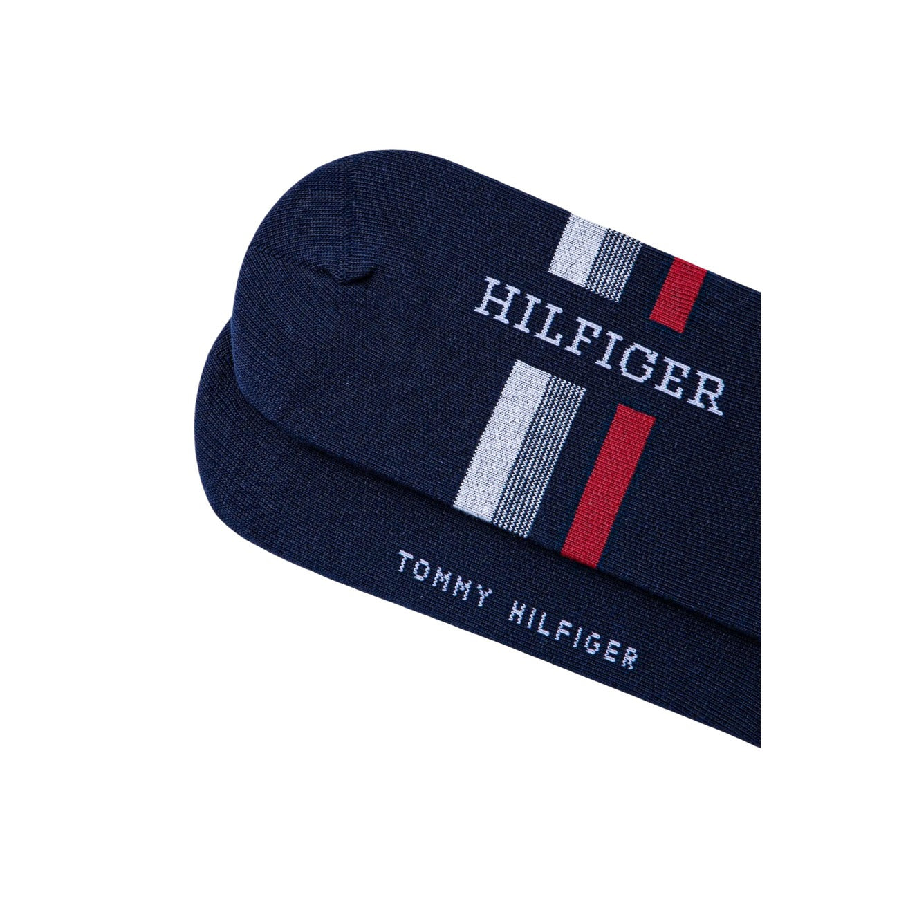 Pack 2 Paia Calzini Tommy Hilfiger Sneaker; 100% Cotone, Colore Blu Navy. Logo ricamato, dettagli a contrasto, traspirabilità eccellente. Stile casual premium per sneakers. Dettaglio