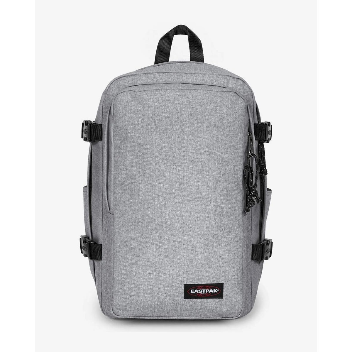 Zaino Medio grigio chiaro Eastpak Bagaglio a Mano; 40x25x20 cm. Poliestere idrorepellente, tasca laptop 15" e portaborraccia. Organizer, fascia trolley e dettagli catarifrangenti