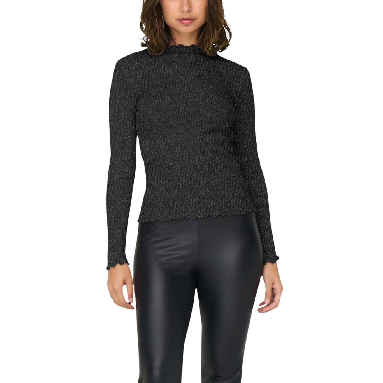 Only Maglia Donna Grigia in 64% Cotone Organico 18% Poliestere 18% Sintetico a Manica Lunga con Scollo Tondo 15331094