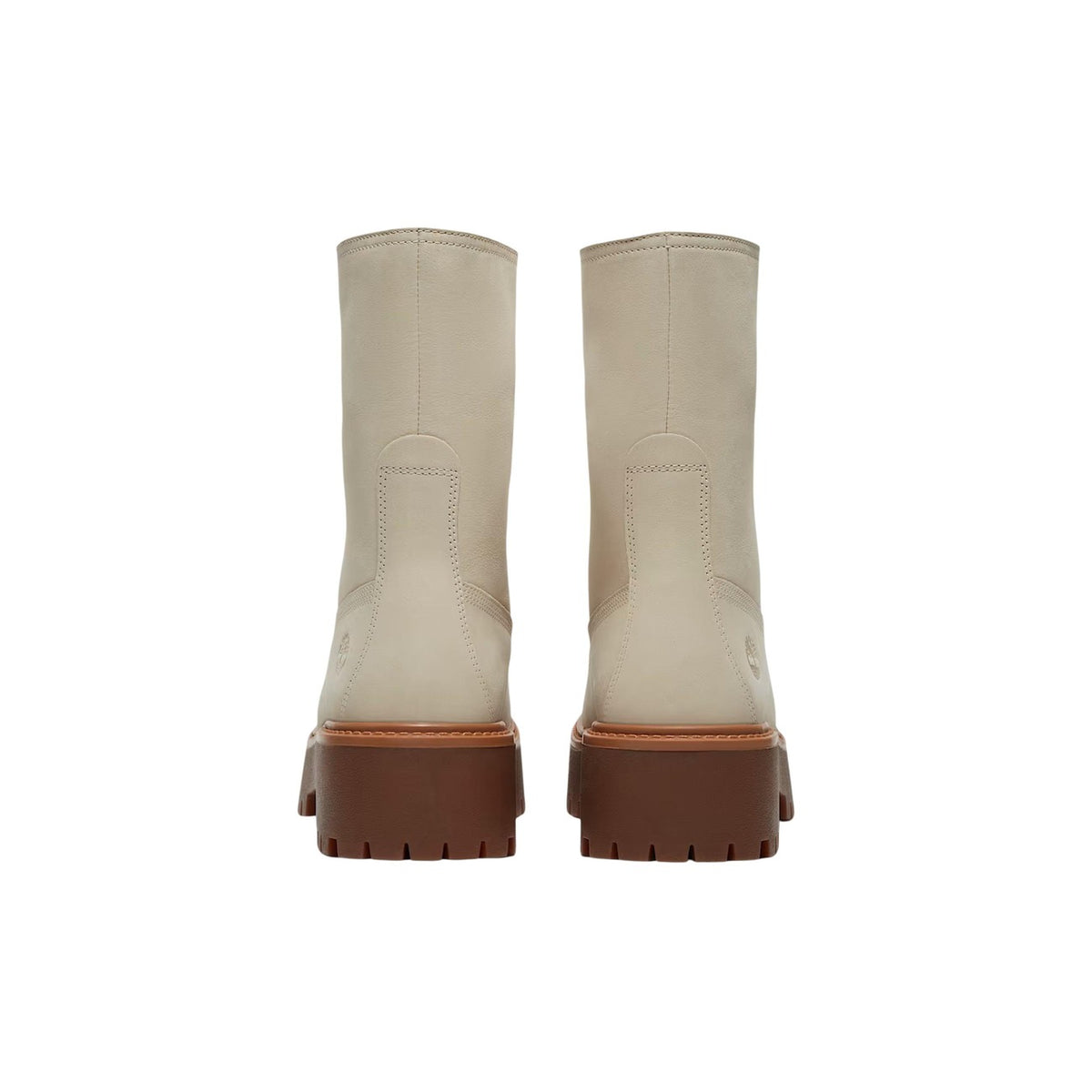 Stivali risvoltabili con plateau da donna Timberland Stone Street Mid Lace di colore beige. Modello in pelle Premium con suola alta preformata in gomma e soletta OrthoLite® Impressions.