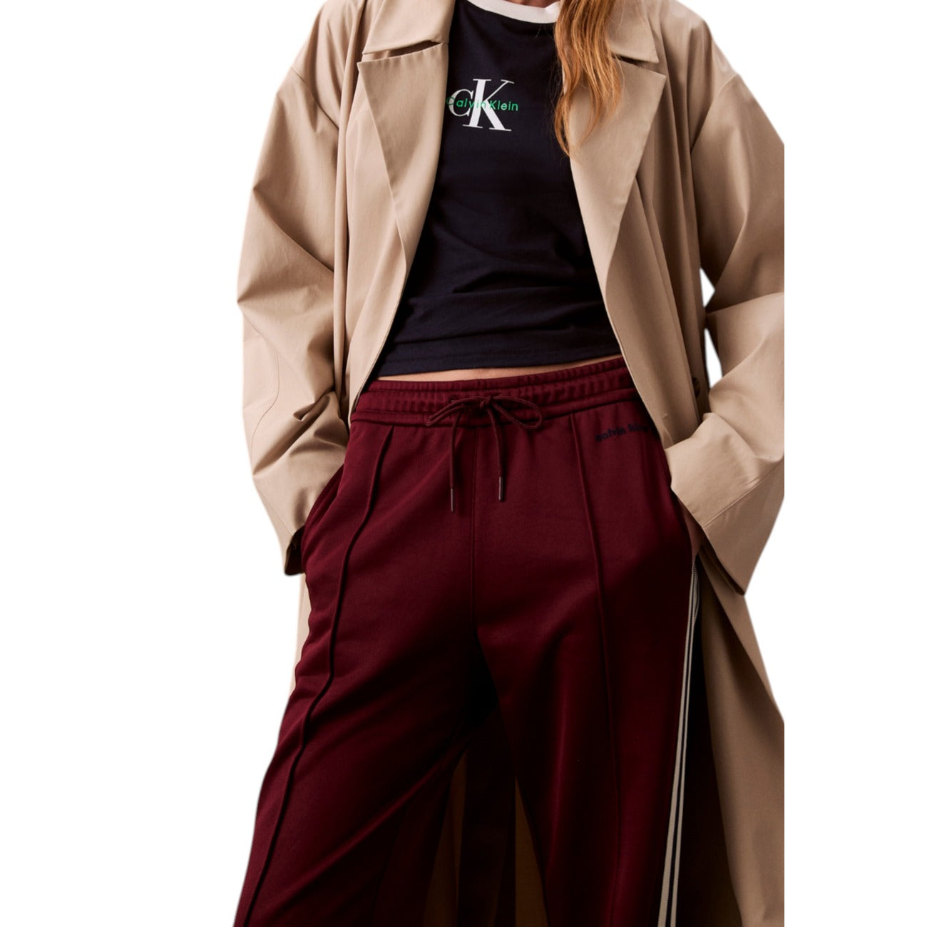 Calvin Klein Jeans Women's Bordeaux Cotton Sweatpants - Casual Style
