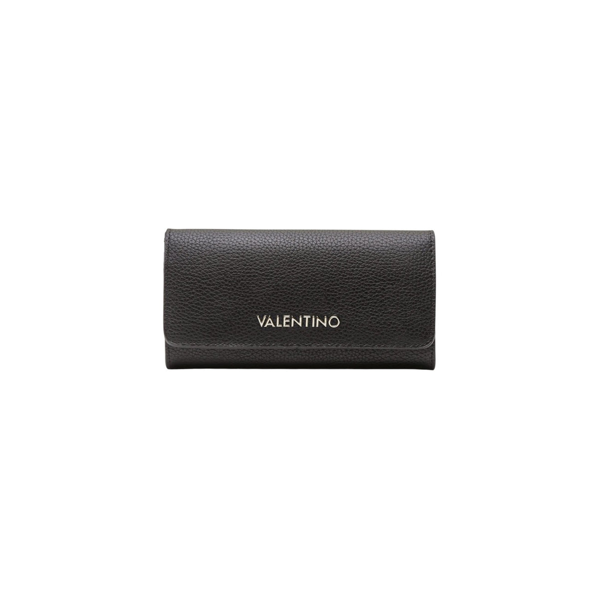 Portafoglio nero Valentino Bags Alexia VPS5A8113, grande formato a patta con logo frontale; interno organizzato per carte e banconote, stile elegante e versatile. Vista frontale