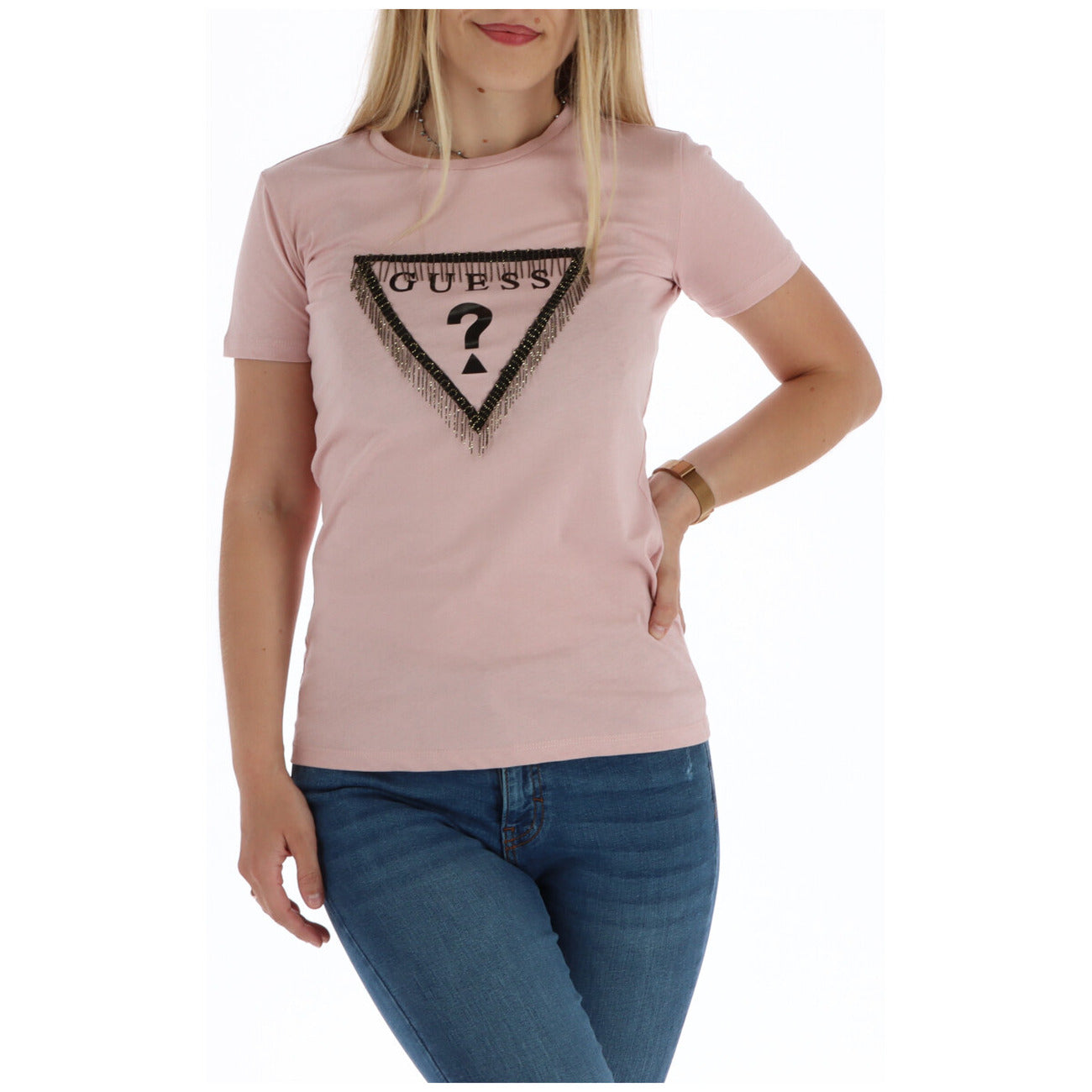Guess T-Shirt Donna Bianca Manica Corta Scollo Tondo 100% Cotone Primavera/Estate Q1GI03KAK90