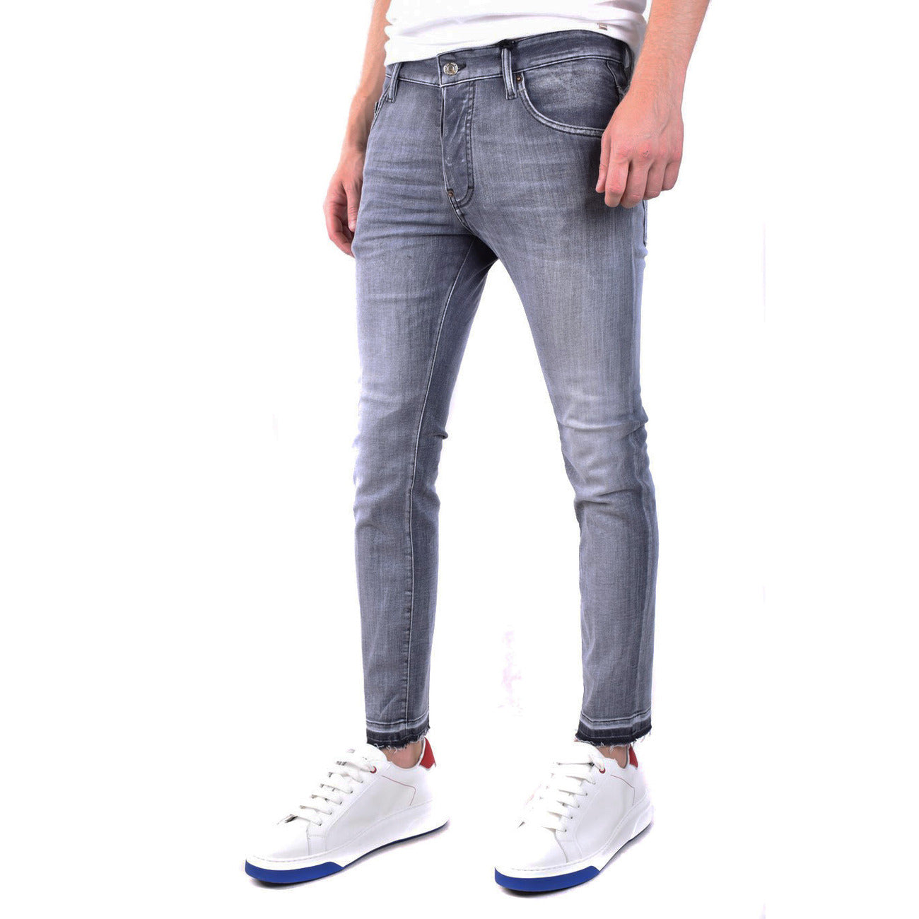 Dsquared2 Jeans Uomo Neri Effetto Consumato in Cotone 92% Elastan 8% con Bottoni Tasche Anteriori e Posteriori V_29503