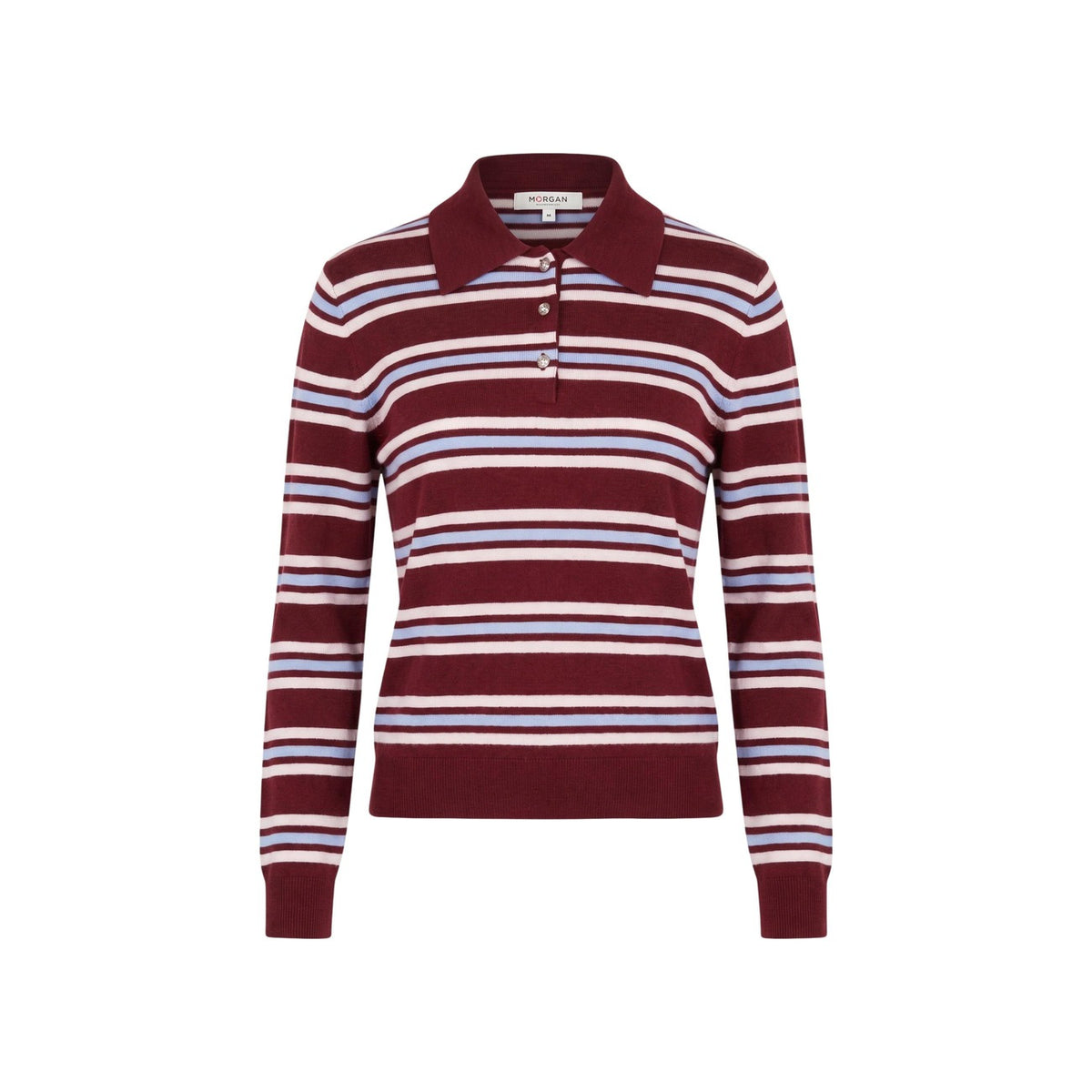 Maglia donna Morgan De Toi bordeaux – Maglione con colletto a revers e bottoni 262-MIKO.