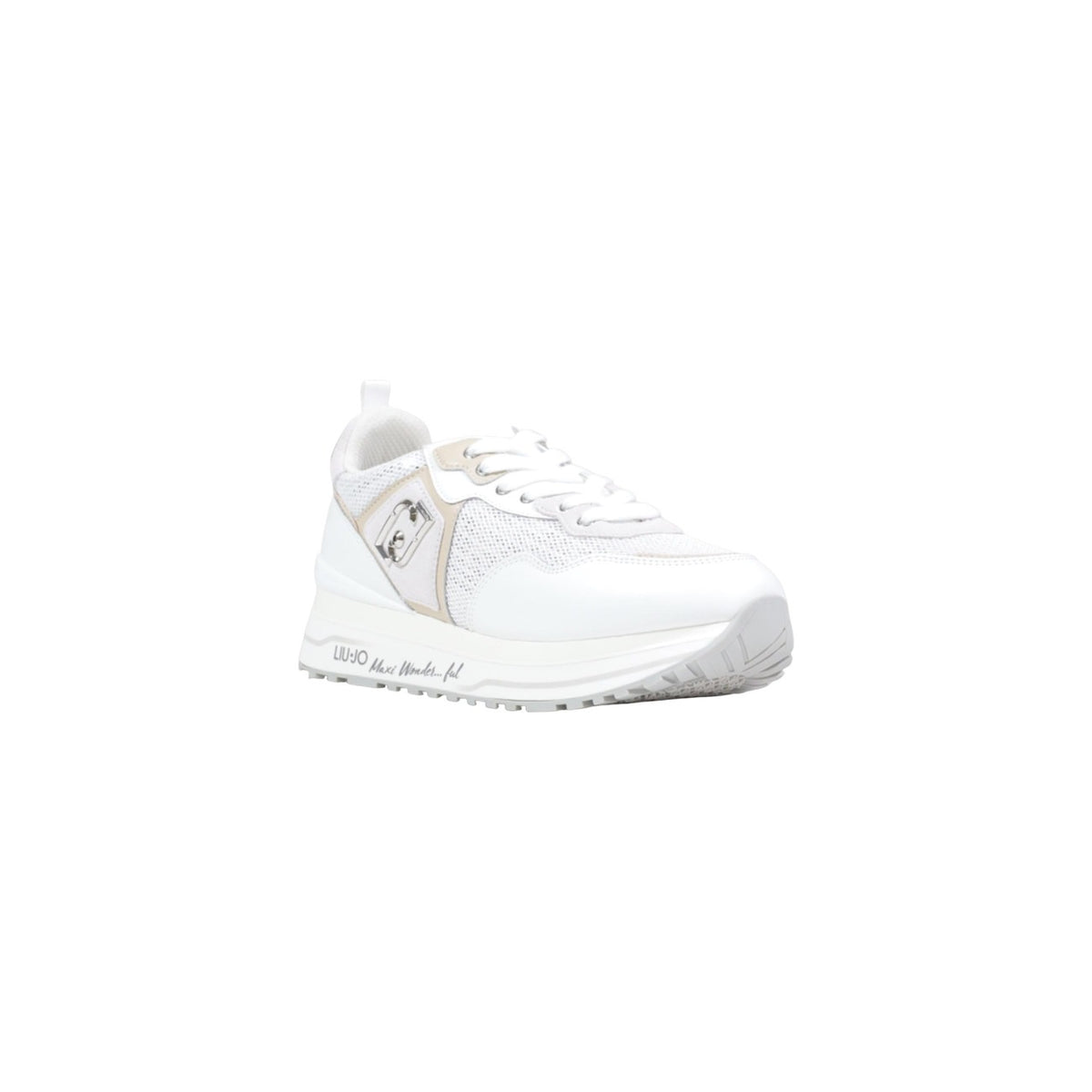 Sneakers Liu Jo MAXI WONDER 01 donna bianche con lacci 100% poliuretano - vista frontale laterale