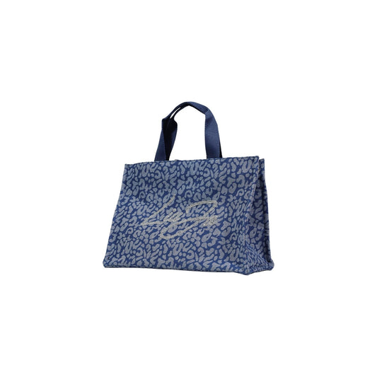 Liu-Jo L Tote Animalier con Strass; borsa grande in misto cotone, logo luccicante e doppi manici. Capienza XL e stile iconico Liu-Jo. Vista frontale laterale