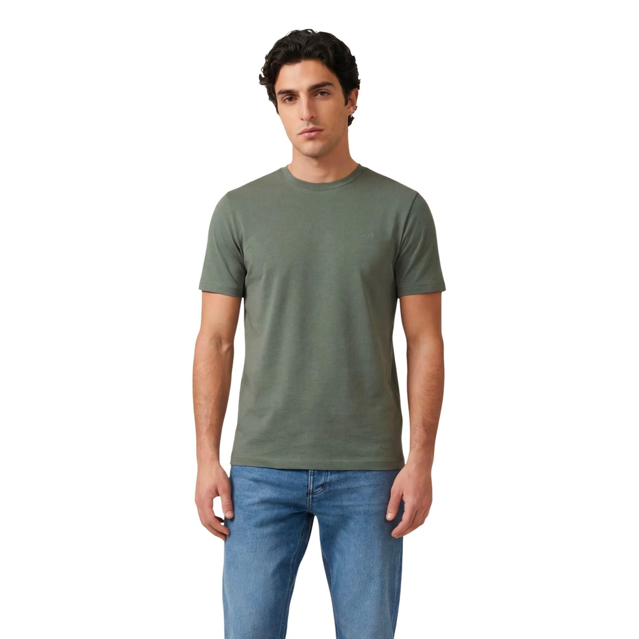 T-shirt verde relaxed fit Antony Morato in puro cotone con logo stampato sul davanti, design moderno e vestibilità comoda.