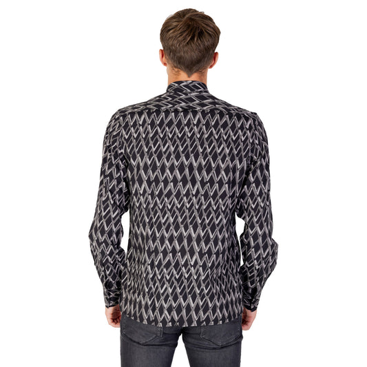 Antony Morato Camicia Uomo Nero Fantasia Geometrica Bottoni Maniche Lunghe Cotone 50% Viscosa 50% Autunno Inverno MMSL00614-FA430565