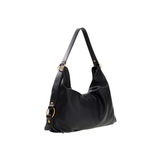 Borsa Shopping Nera Donna Guess Camden Decor Vintage; Similpelle nera con chiusura a zip, tasche interne e minuteria in bronzo antico. Doppi manici e logo metallico frontale, stile elegante autunno-inverno. Vista posteriore