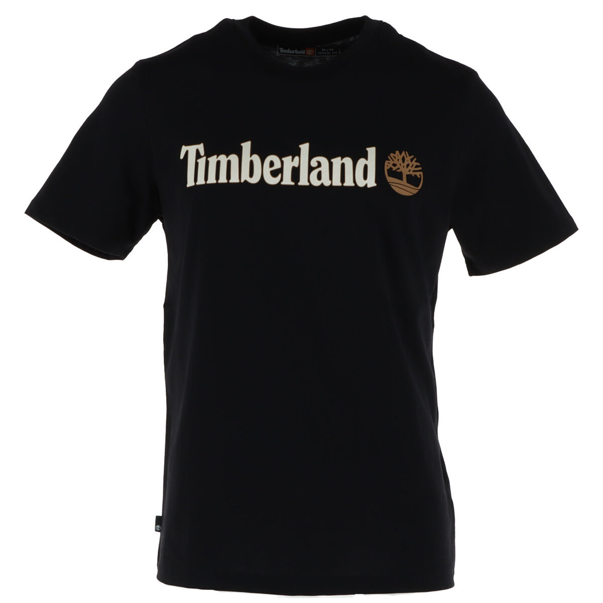 T-shirt uomo Timberland modello SHORT SLEEVE nera in cotone a maniche corte con stampa logo e scollo tondo
