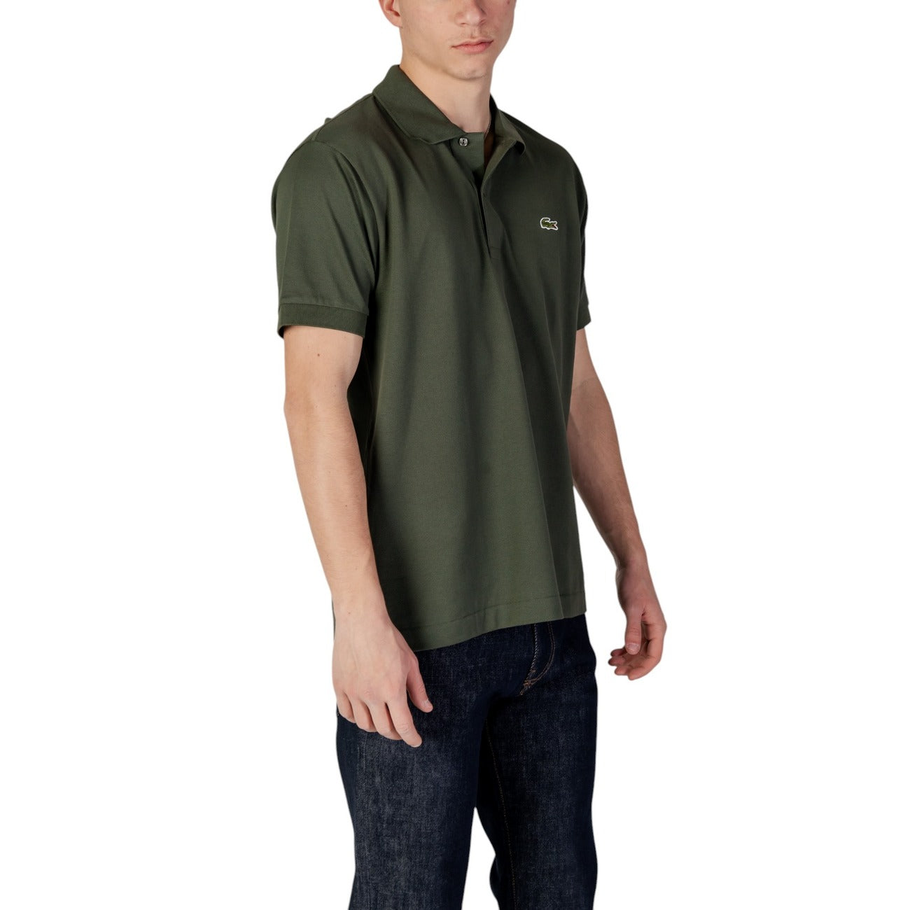 Lacoste Polo Uomo Verde Bottoni Colletto Polo Scollo Tondo Maniche Corte 100% Cotone Primavera/Estate WH7_16060800150_DARK_GREEN