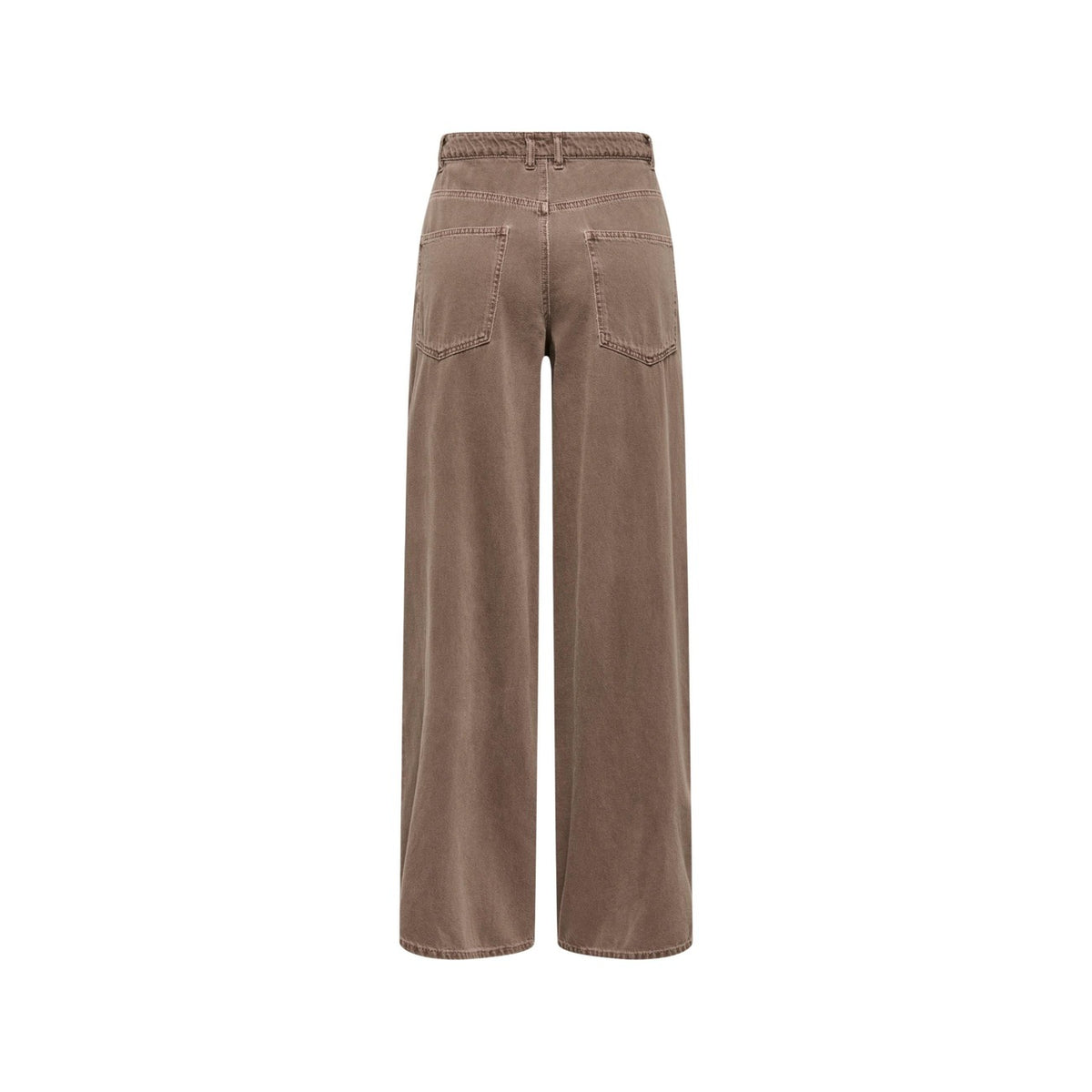 Pantaloni marroni Only Onltaylor-Silla Barrel Pnt, 100% cotone, vita alta e gamba ampia sagomata; design con tasche posteriori e vestibilità ampia per un look trendy e confortevole. Vista posteriore