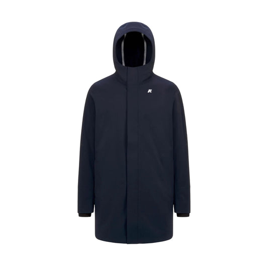 Giacca K-Way Marlyn uomo K7126UW impermeabile e antivento. Capospalla medio softshell slim fit con cappuccio, interno in morbido micro polar fleece, resistenza acqua 10000 mm e traspirante, abbigliamento uomo mezza stagione.