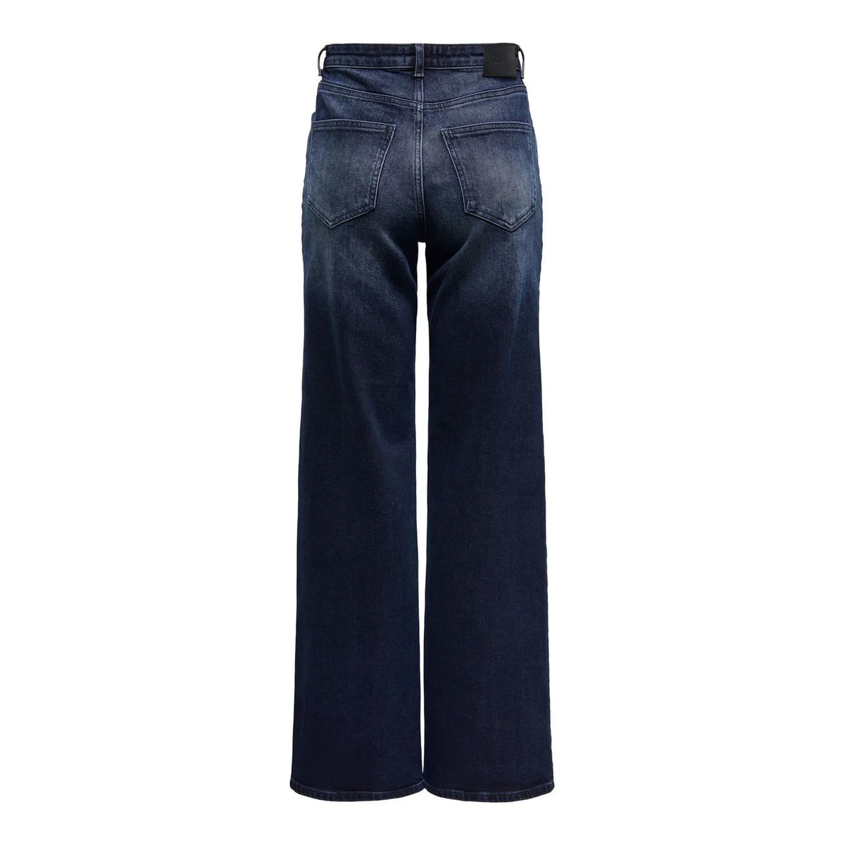 Jeans Only donna blu scuro Wide Fit 15338894. Jeans a vita alta e gamba larga in cotone biologico stretch blu scuro lavato, 5 tasche con zip e bottone, pantaloni jeans estivi morbidi e traspiranti Primavera/Estate.