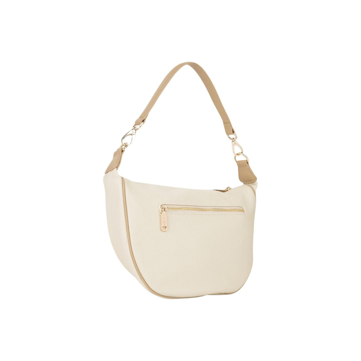 Valentino Bags Daphne Re VBS9OP08, borsa beige hobo con logo gold e chiusura a zip; doppia opzione di trasporto (mano/spalla), struttura morbida e stile contemporaneo in 100% PU. Vista posteriore