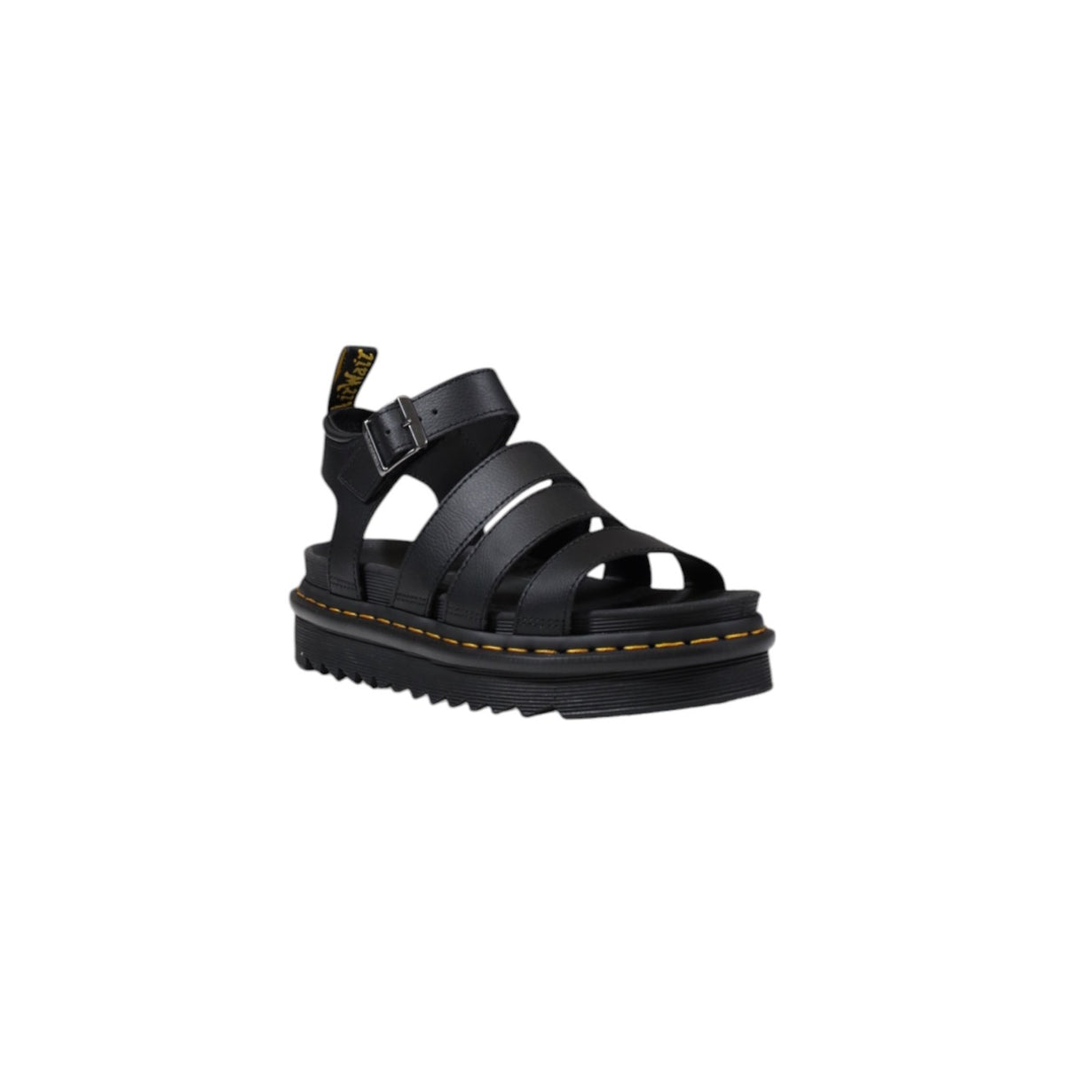 Sandali Dr. Martens BLAIRE in pelle Athena con cinturino donna neri con fibbia suola gomma 100% pelle - vista laterale frontale