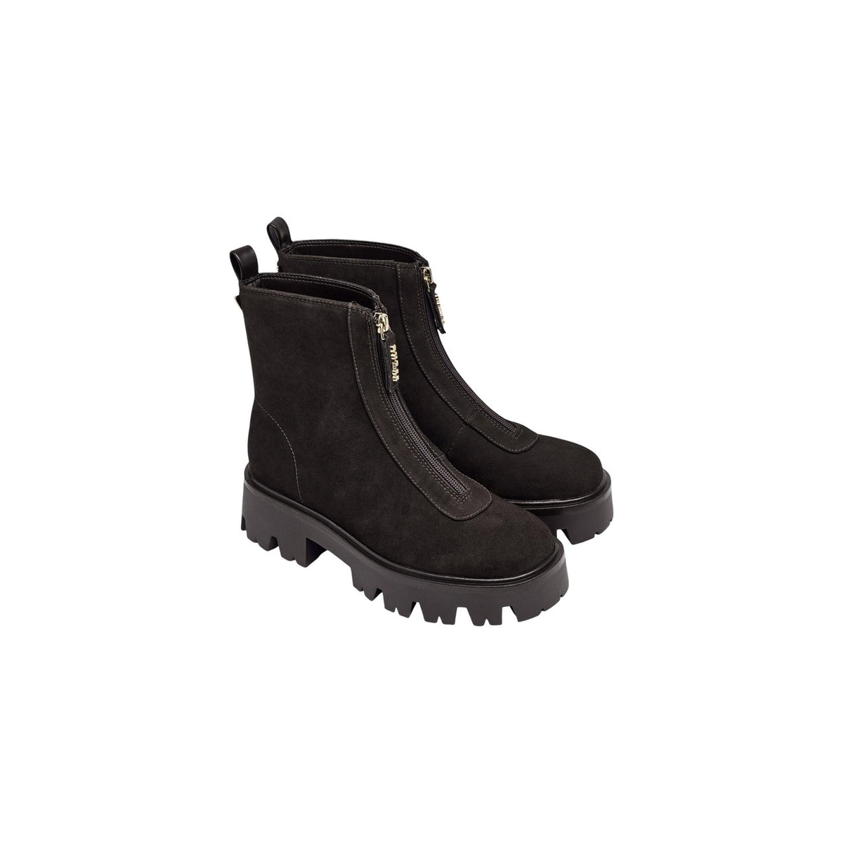 Stivaletti marroni donna Guess Ryyan FLFRRN FAP10. Tronchetti marroni scamosciati con cerniera centrale, suola spessa dentellata platform e logo Guess sul retro.