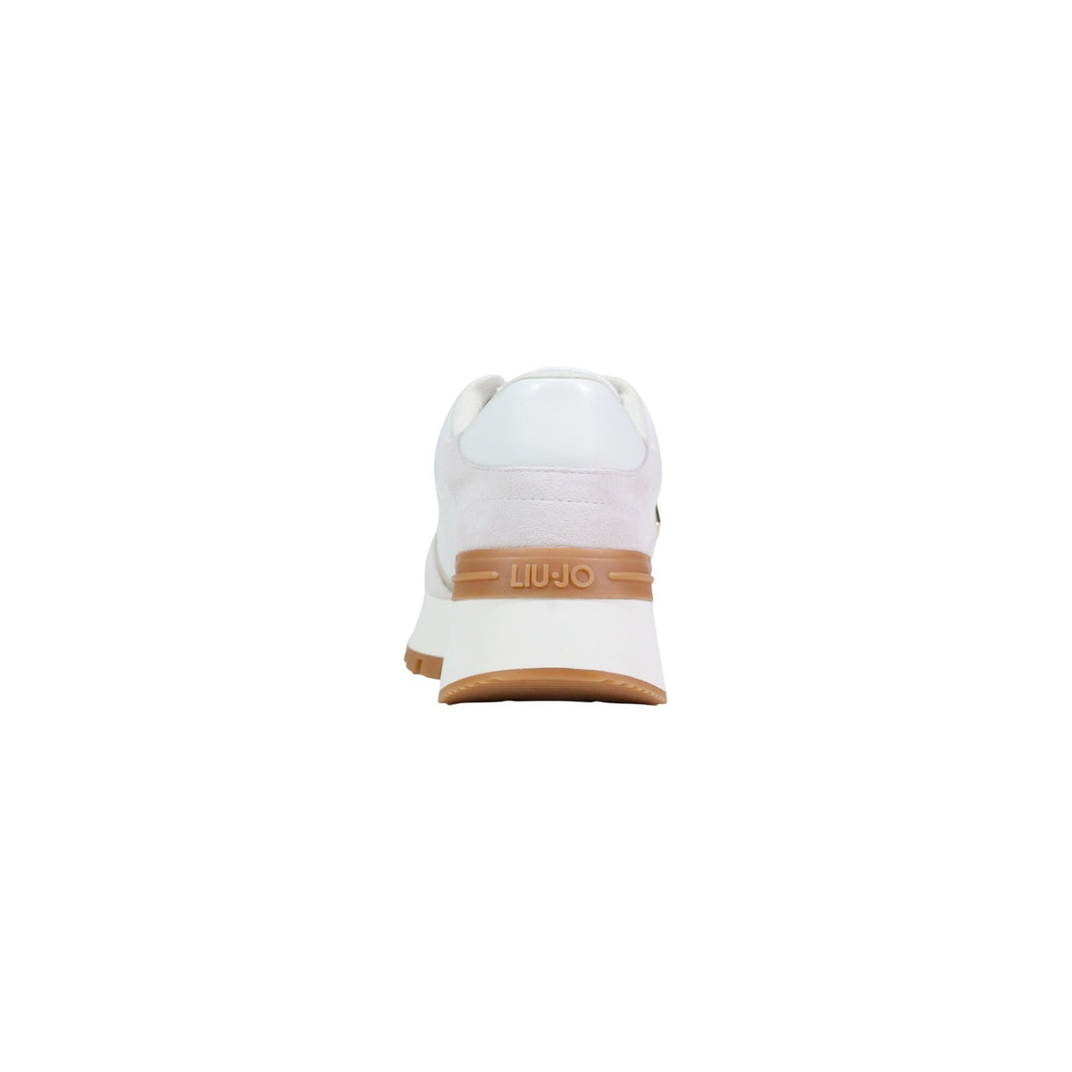 Sneakers Liu-Jo Amazing 43; Bianco, Mix Ecopelle e Suede. Suola flatform 4 cm, logo laterale metallico, traspirante. Calzata confortevole 4 stagioni. Vista posteriore