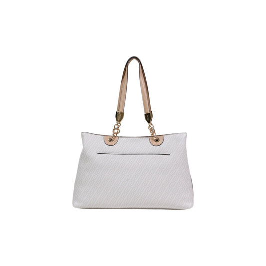 Borsa Tote Liu Jo M; 100% Poliuretano Bianco. Manici con catena dorata, logo metallico, interno multi-tasche. Borsa donna capiente, raffinata e di tendenza. Vista posteriore