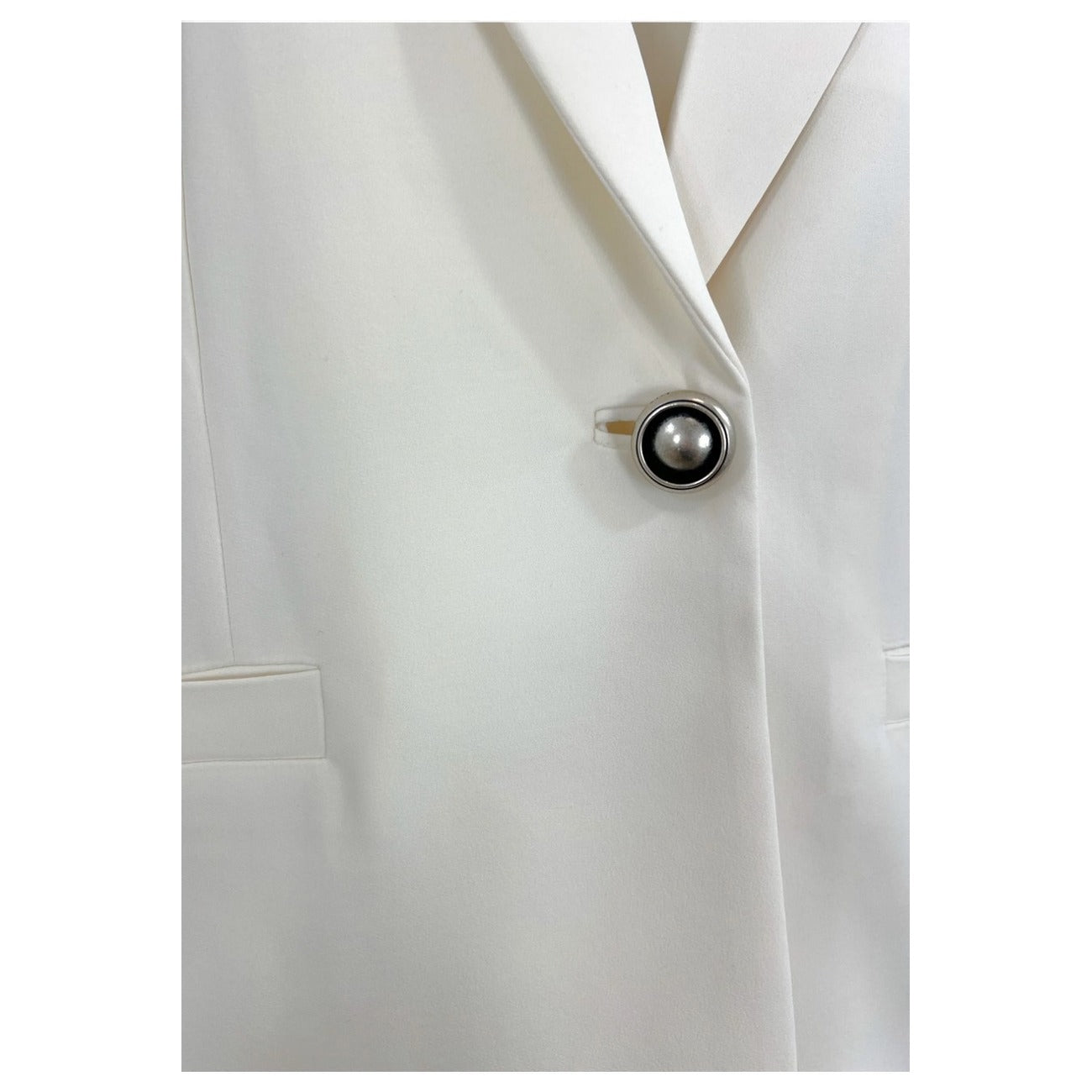 Pinko Giacca Donna Bianca con Bottone Maniche Lunghe - Giacca Viscosa Elastan Scollo V Profondo