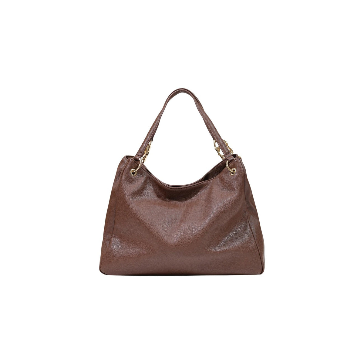 Borsa Love Moschino donna marrone grande a spalla modello JC4014PP. Sacca hobo spaziosa effetto pelle marrone cuoio con finiture oro intrecciate sui manici e zip stile elegante, casual chic e da lavoro.
