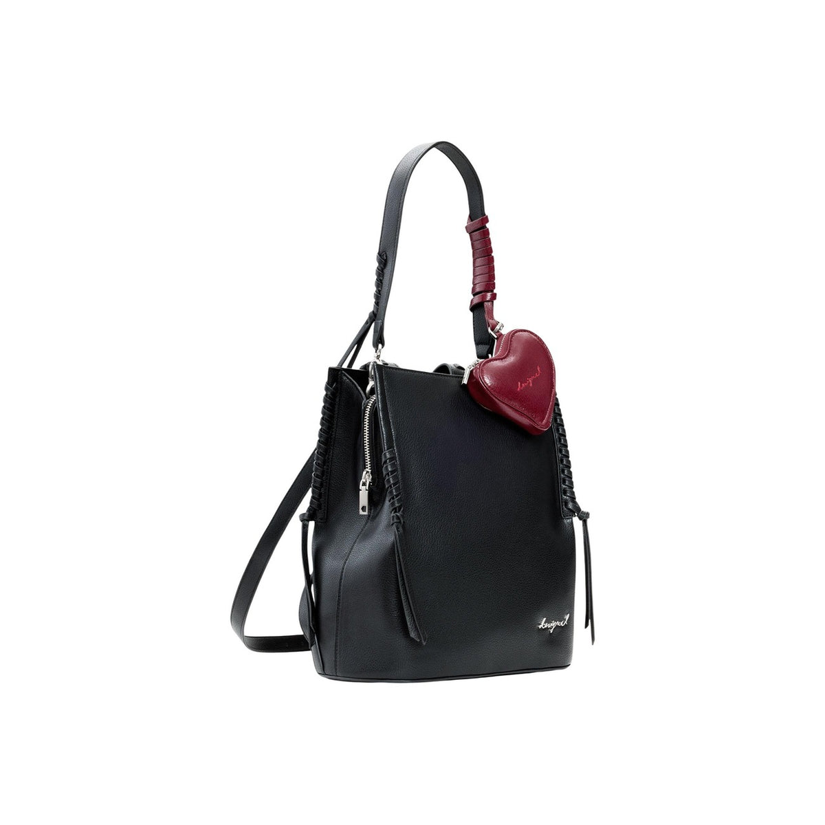 Borsa Desigual donna nera zaino con cerniera - vista laterale