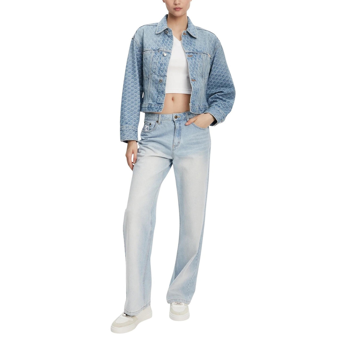 Calvin Klein Jeans Giacca Jeans Donna Blu Bottoni Manica Lunga Scollo Tondo Colletto Classico Tasche Anteriori Cotone Organico Autunno Inverno LV047C782G