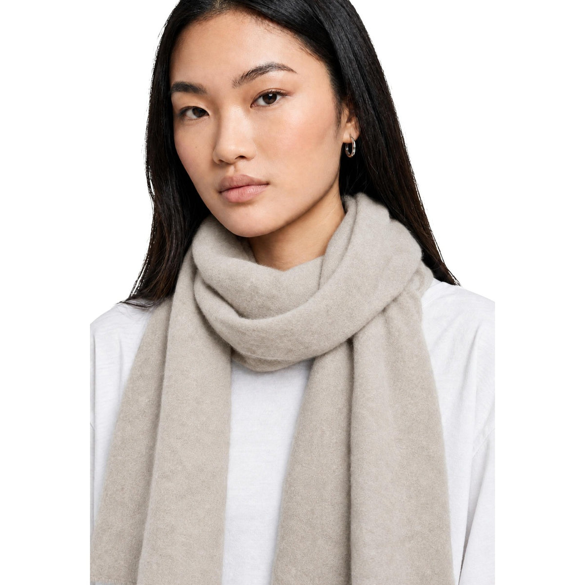 Sciarpa lana e mohair donna Pieces – Sciarpa calda rettangolare beige PCACACIA 17166729.