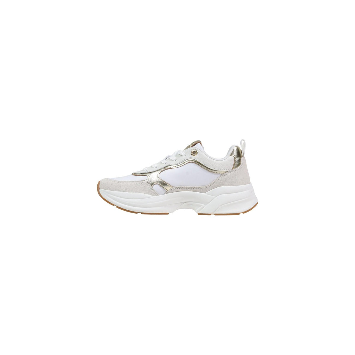 Sneakers Tommy Hilfiger Gold; 100% Nappa metallizzata. Suola chunky, interno traspirante in poliestere, soletta rimovibile. Dettagli branding smaltati, stile running anni '90, stagione Primavera/Estate.