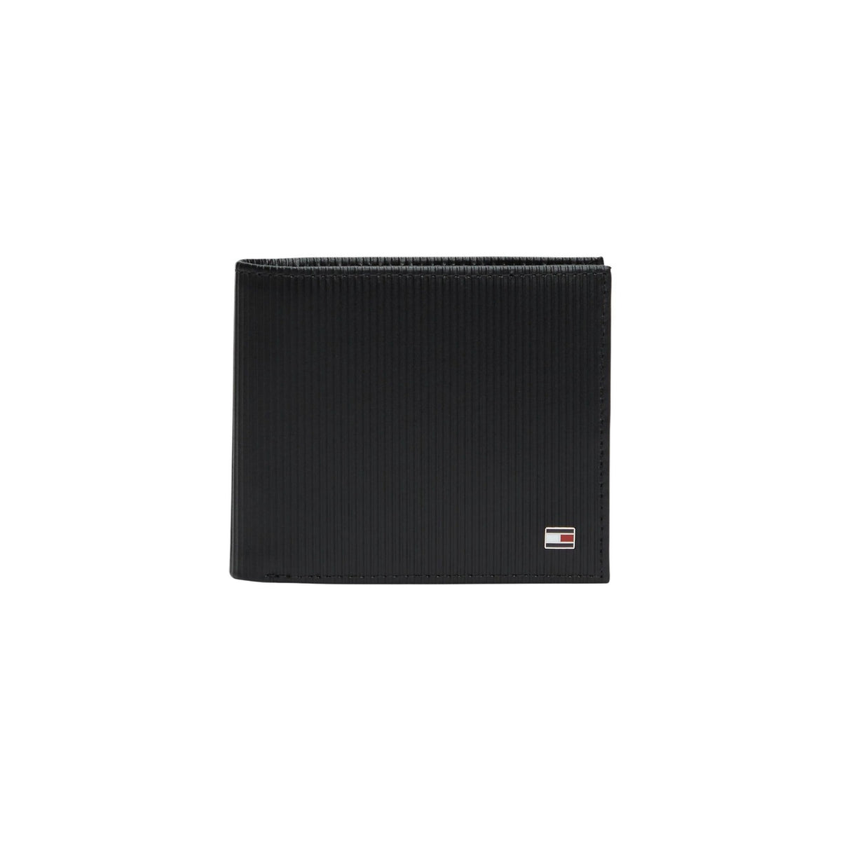 Portafoglio Tommy Hilfiger uomo nero con tasche e scomparti interni 100% pelle 10x11.5x2 cm - vista frontale