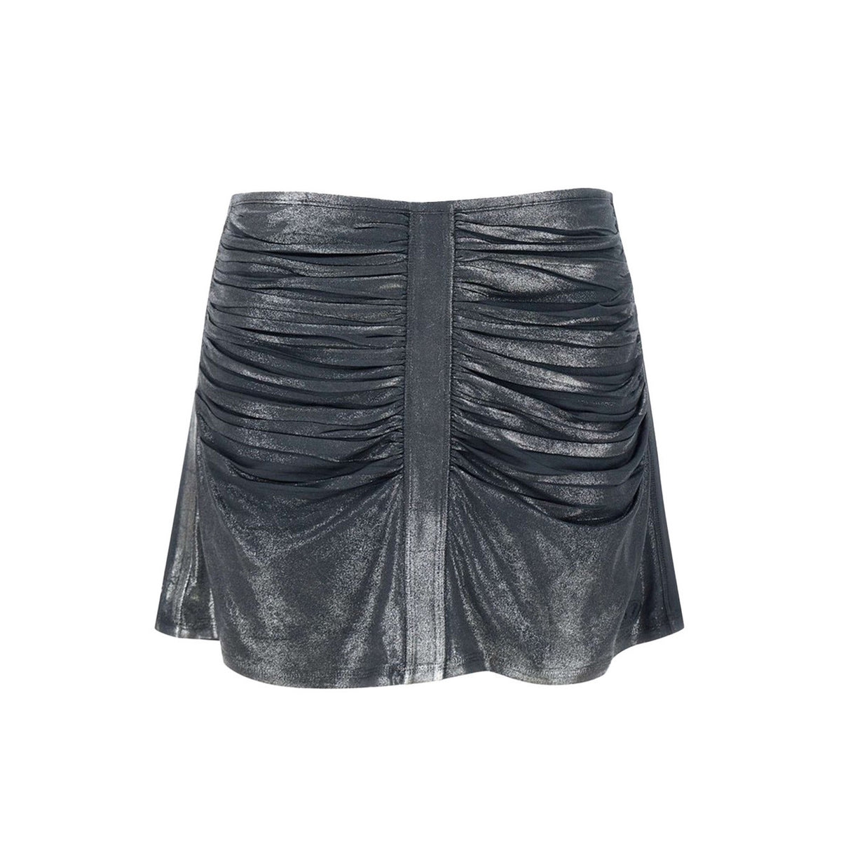 Gonna Diesel donna grigia mini in acetato stretch arricciata 96% acetato 4% elastan - vista frontale