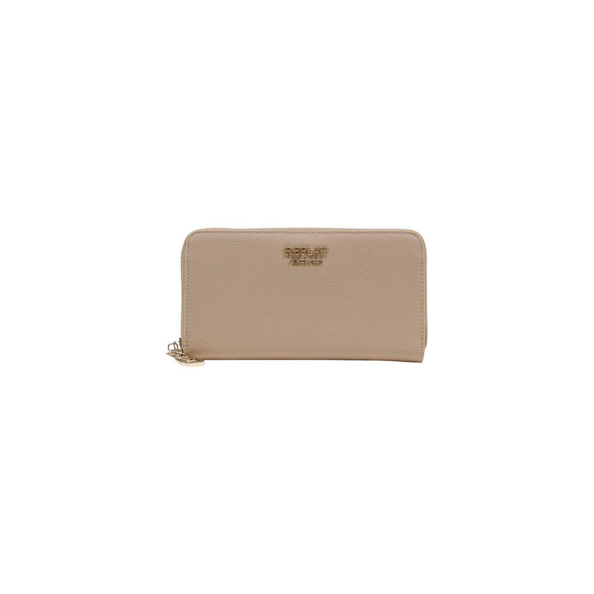 Replay Portafoglio Grande FW5382; ecopelle martellata, zip around, logo dorato. L'accessorio pratico e sofisticato per l'organizzazione quotidiana. Colore marrone