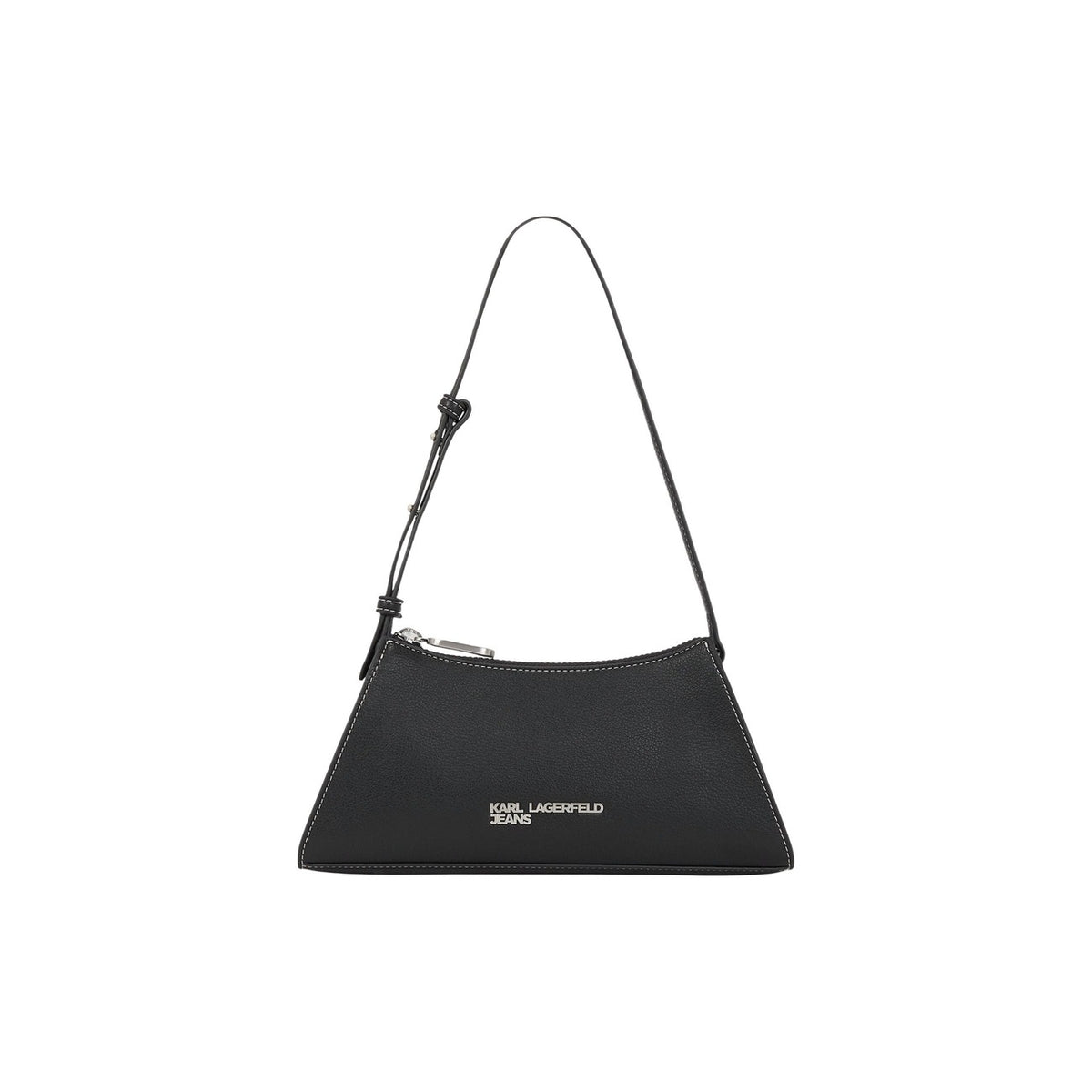 Borsa a tracolla donna Karl Lagerfeld Jeans modello LOGO SHOULDER BAG nera in poliuretano con logo e tracolla regolabile
