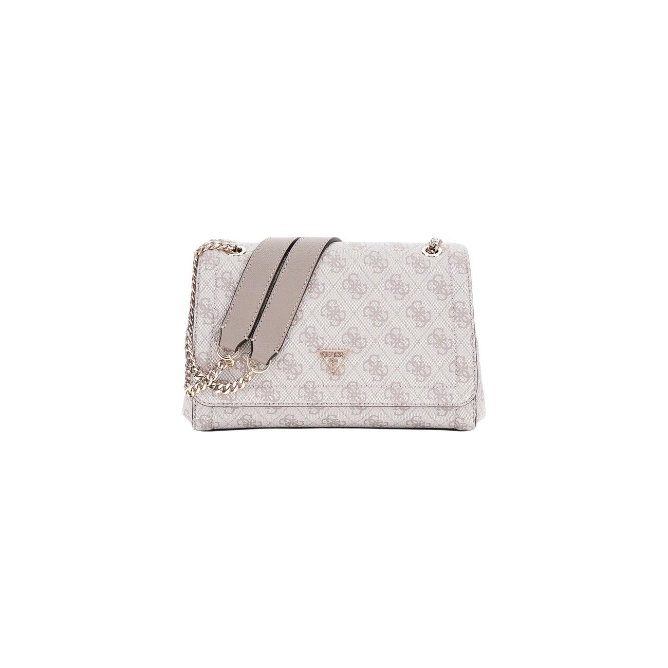 Borsa Crossbody Bianca Donna Guess Noelle II; Misure 23x16x8 cm. Tessuto 100% poliuretano con pattern logato 4G, chiusura con patta e tracolla a catena convertibile. Logo frontale in rilievo, stile elegante e casual 4 stagioni.