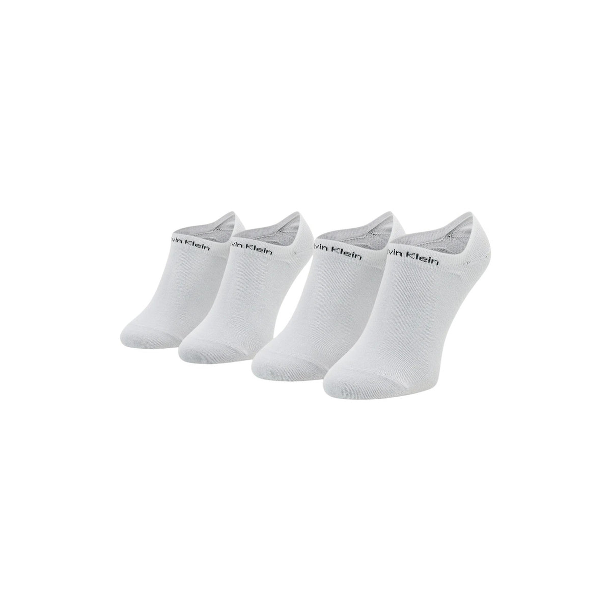 Calze Donna Calvin Klein Jeans 2P Sneaker Gripper; Bianco. 62% Poliestere, 35% Poliammide, 3% Elastam. Sistema antiscivolo sul tallone, invisibili, traspiranti. Confezione da 2 paia. Vista frontale